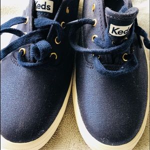 Sateen blue ladies Platform Keds size 8